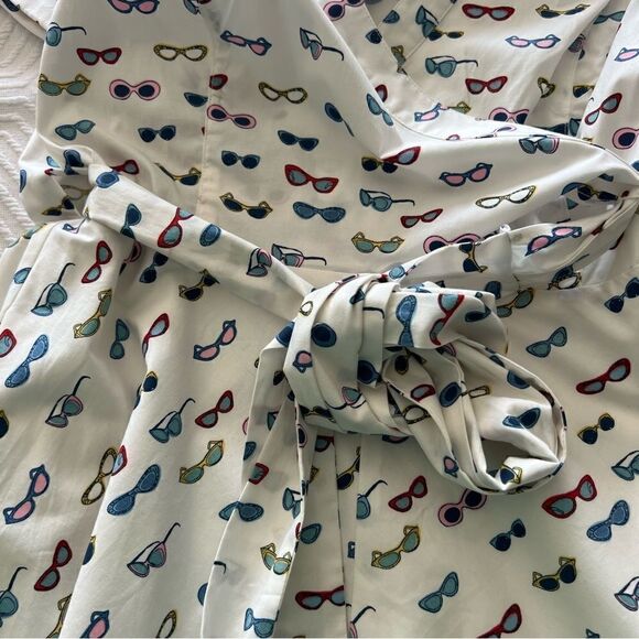 BODEN Midi Faux Wrap Lara Printed In Sunglasses Chic Dress Size 4L - Picture 8 of 11